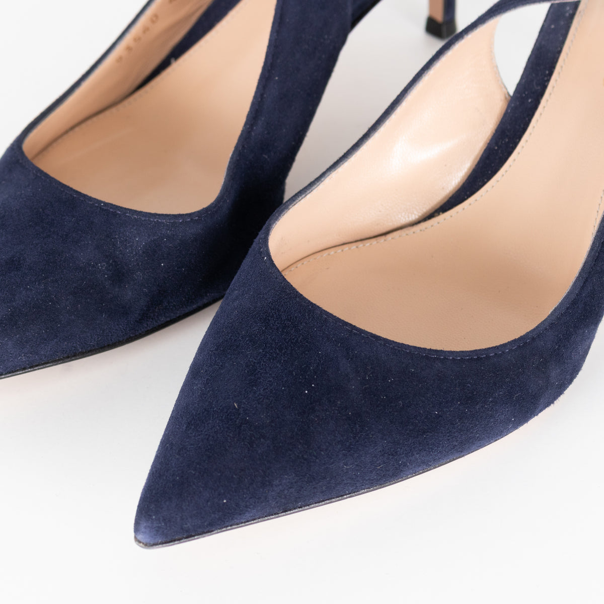 Gianvito Rossi Navy Blue Suede Slingbacks