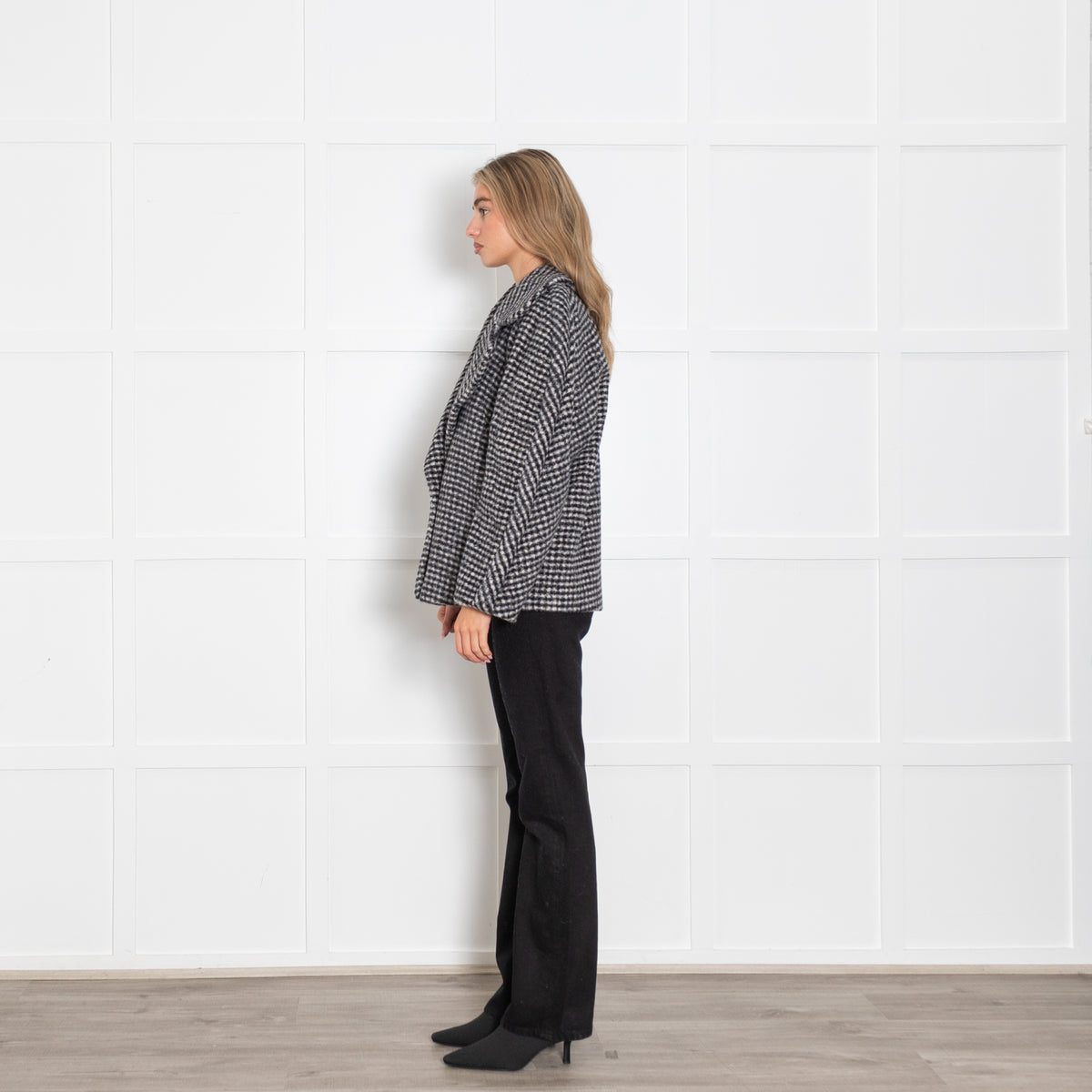 Dries Van Noten Black and Grey Check Short Jacket