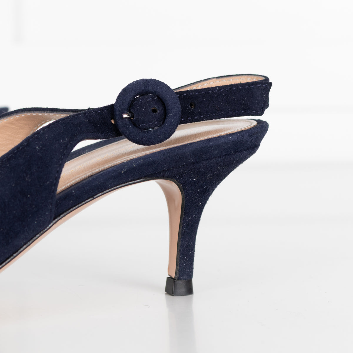 Gianvito Rossi Navy Blue Suede Slingbacks