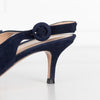 Gianvito Rossi Navy Blue Suede Slingbacks