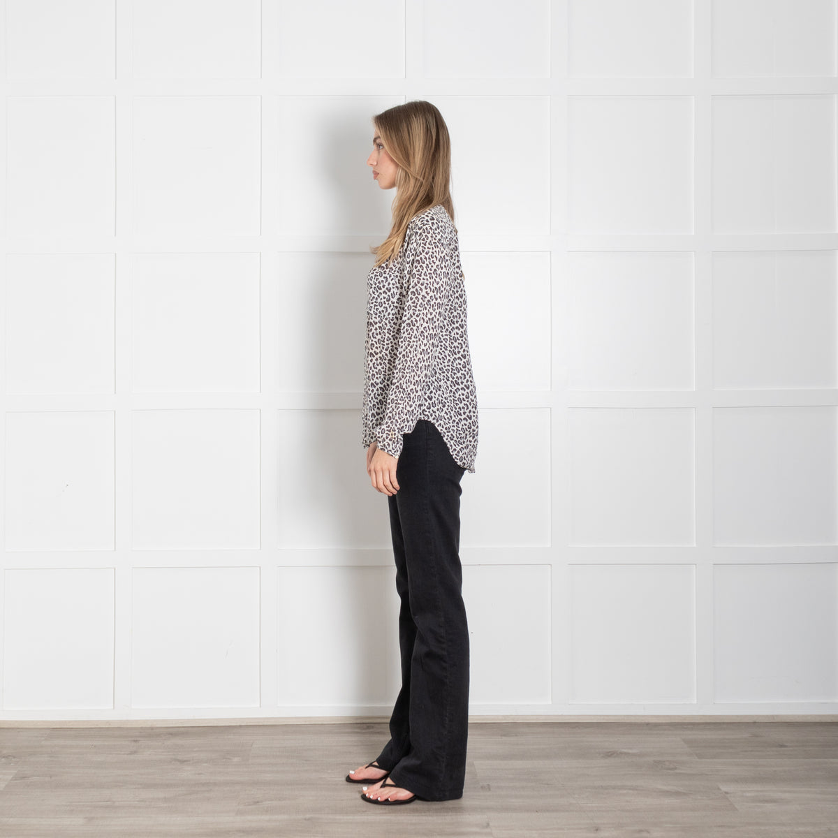 Rebecca Taylor Cream Grey Animal Print Silk Blouse