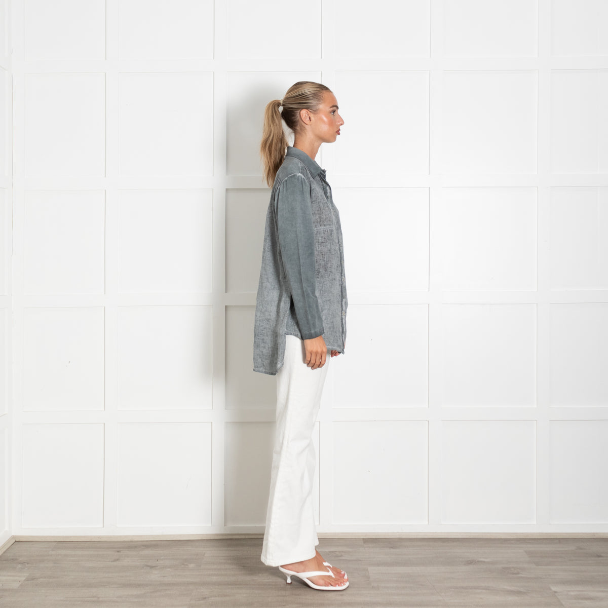 Grizas Grey Linen Long Sleeve Shirt