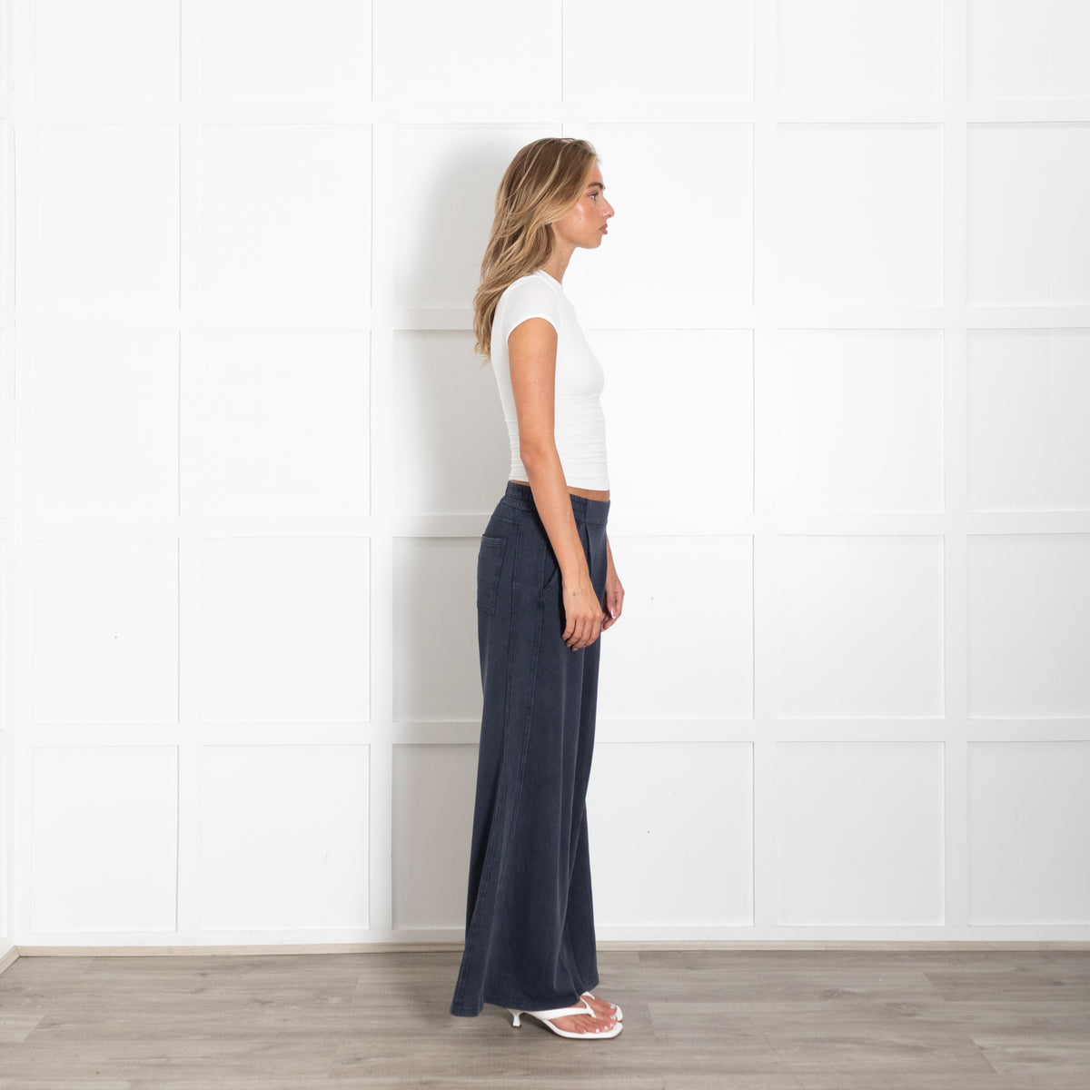 Me + Em Navy Wide Leg Pull On Trousers