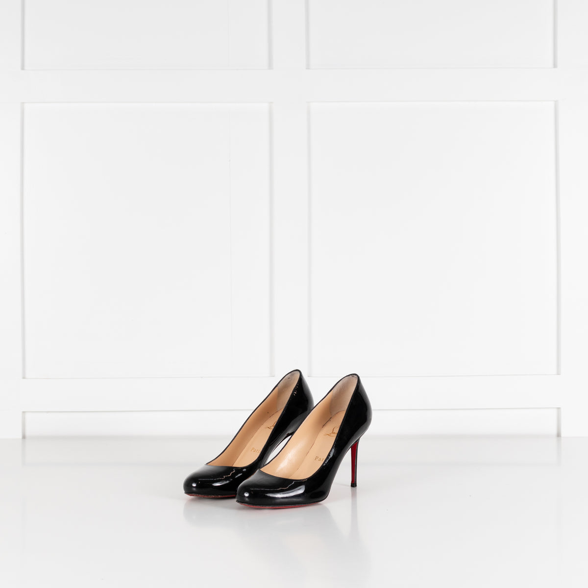 Christian Louboutin Black Patent Fifi Mid Heel Shoes