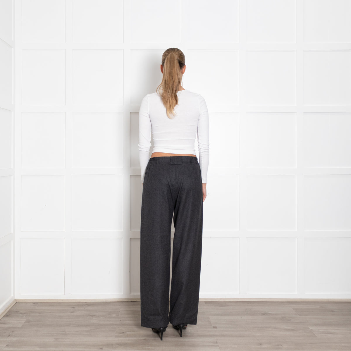 Il Baco De Seta Grey Soft Wide Leg Trousers