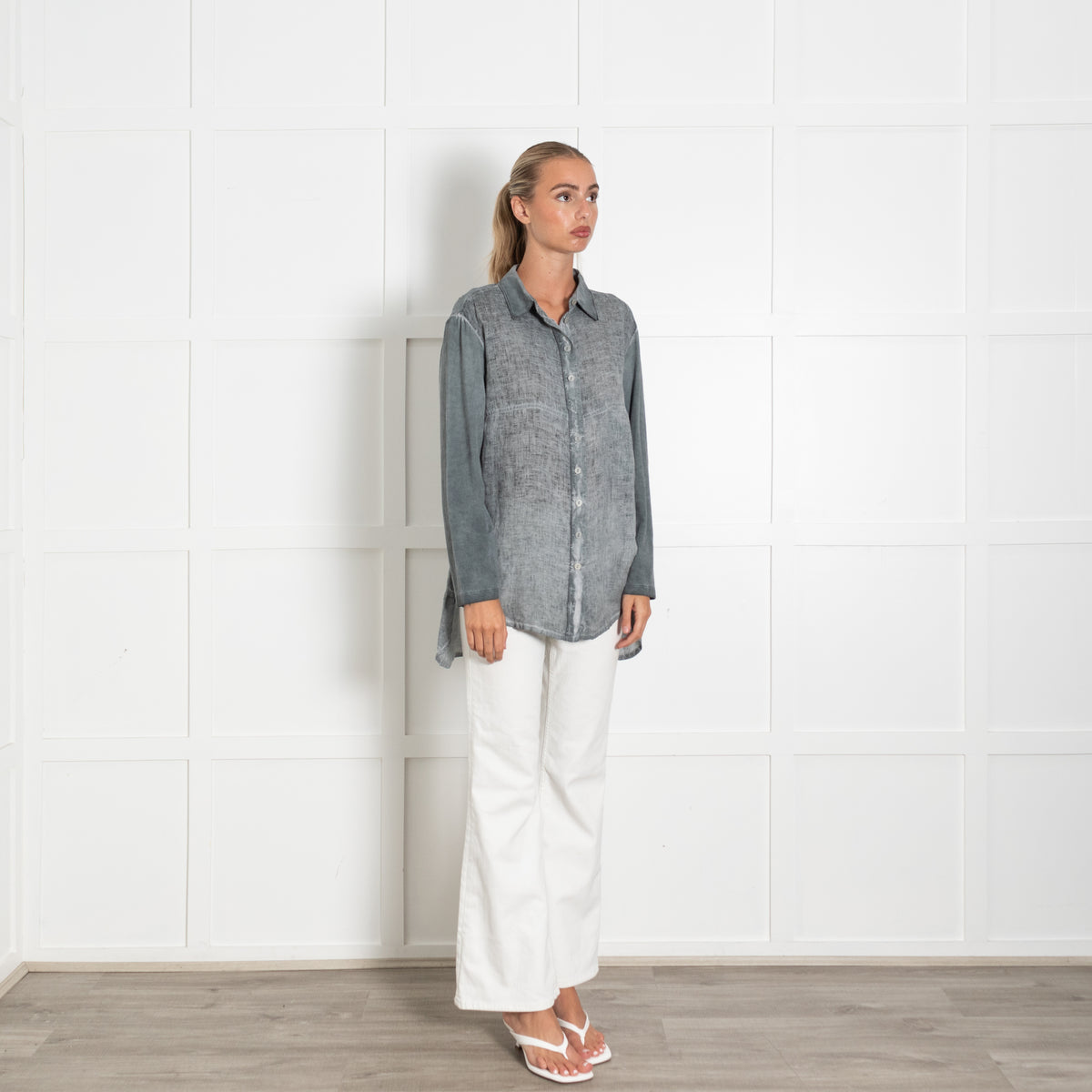 Grizas Grey Linen Long Sleeve Shirt
