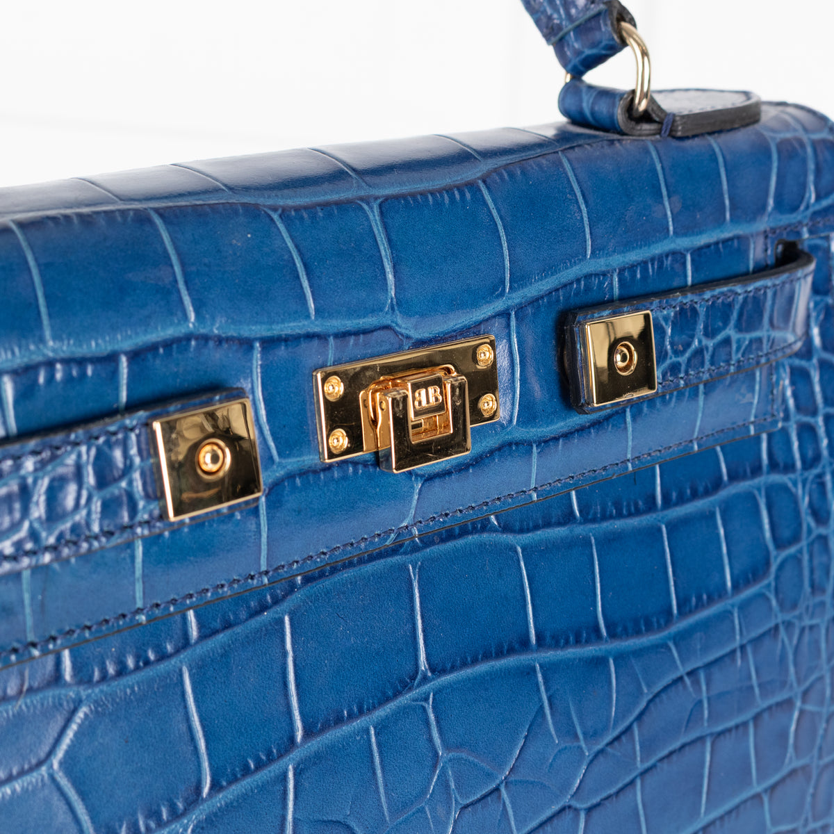 LaLage Beaumont Maya East West Blue Crocodile Print Bag
