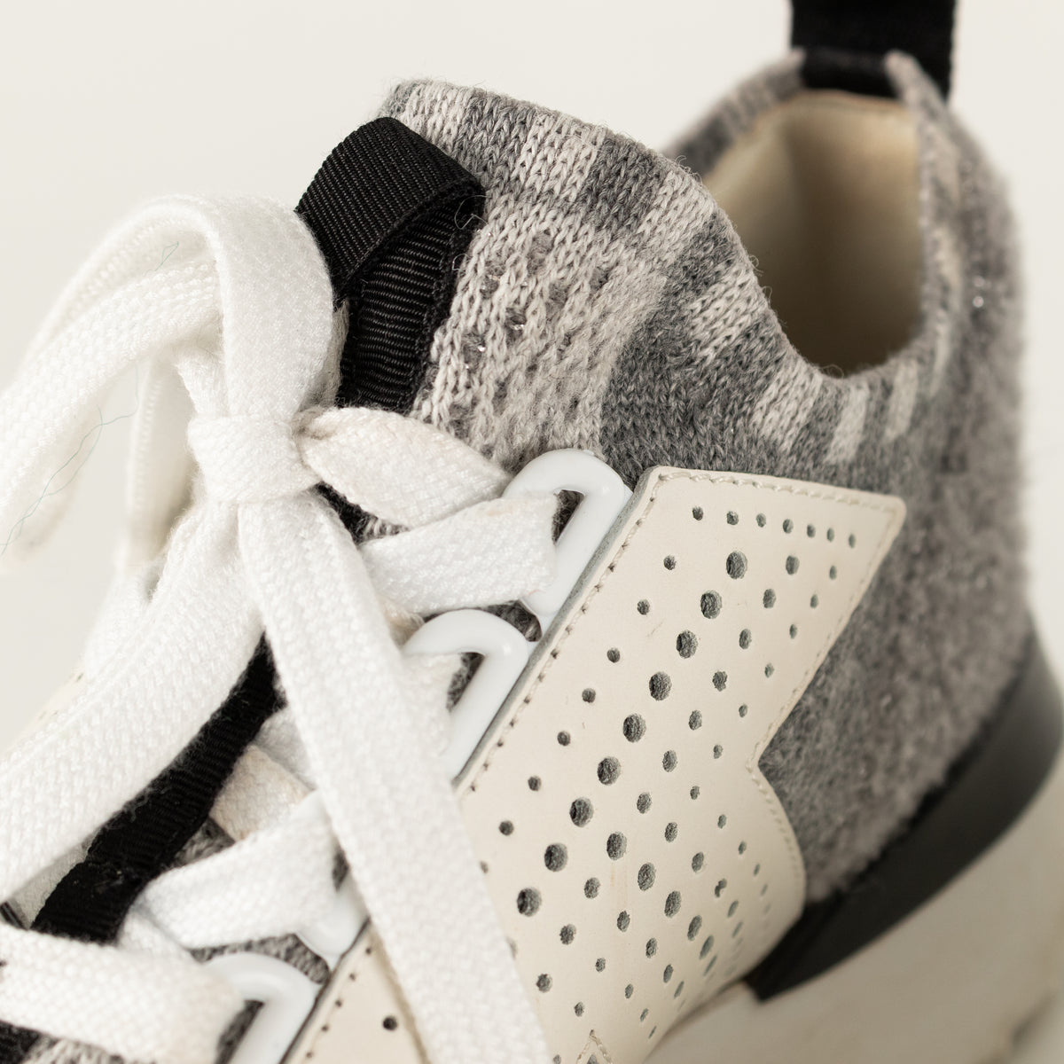 Tods Grey White Silver Lurex Knit Trainers