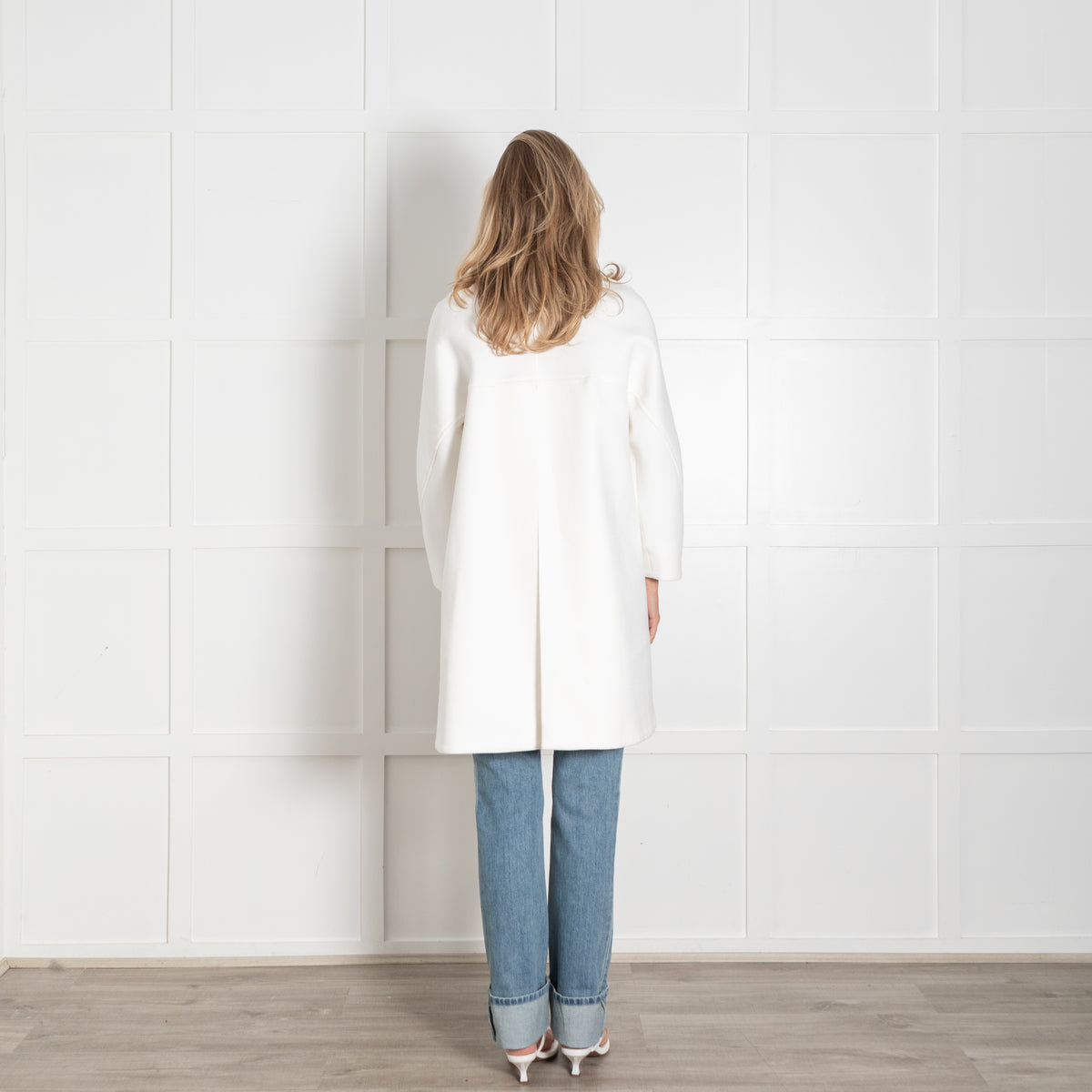 Me+Em Ivory Cotton Sculptural Swing Coat