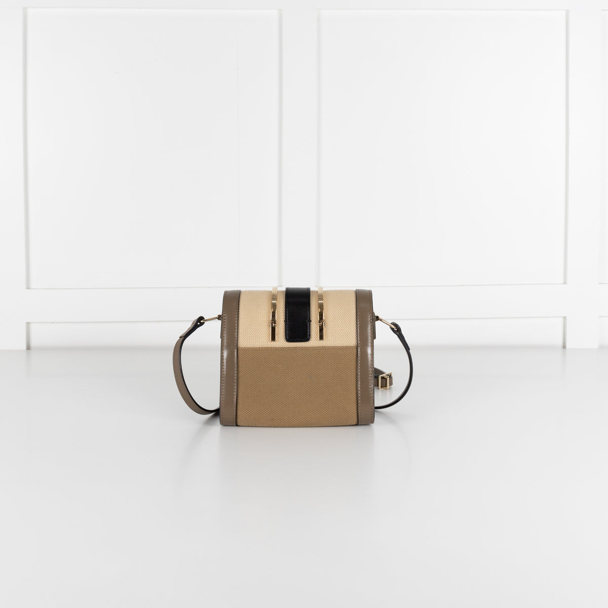 Chloe Olive Green Canvas Leather Trim Bronte Crossbody Bag
