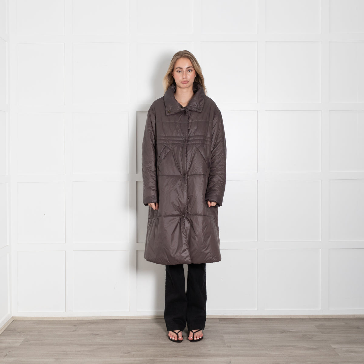 TreBarraBi Brown Nylon  Puffa Coat