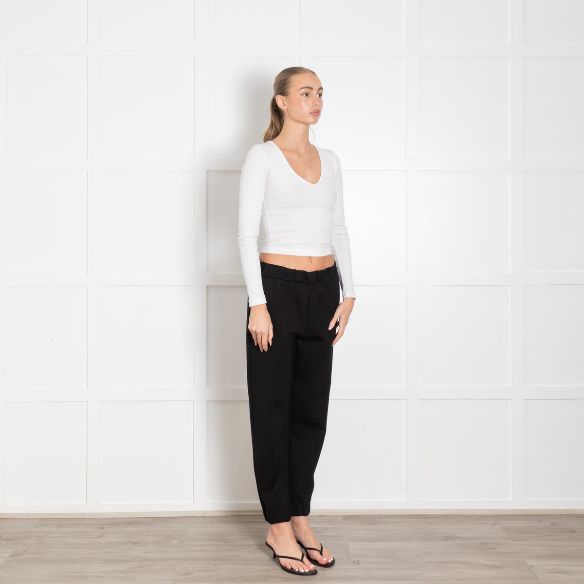 Velvet Black Elasticated Waist & Ankle Joggers