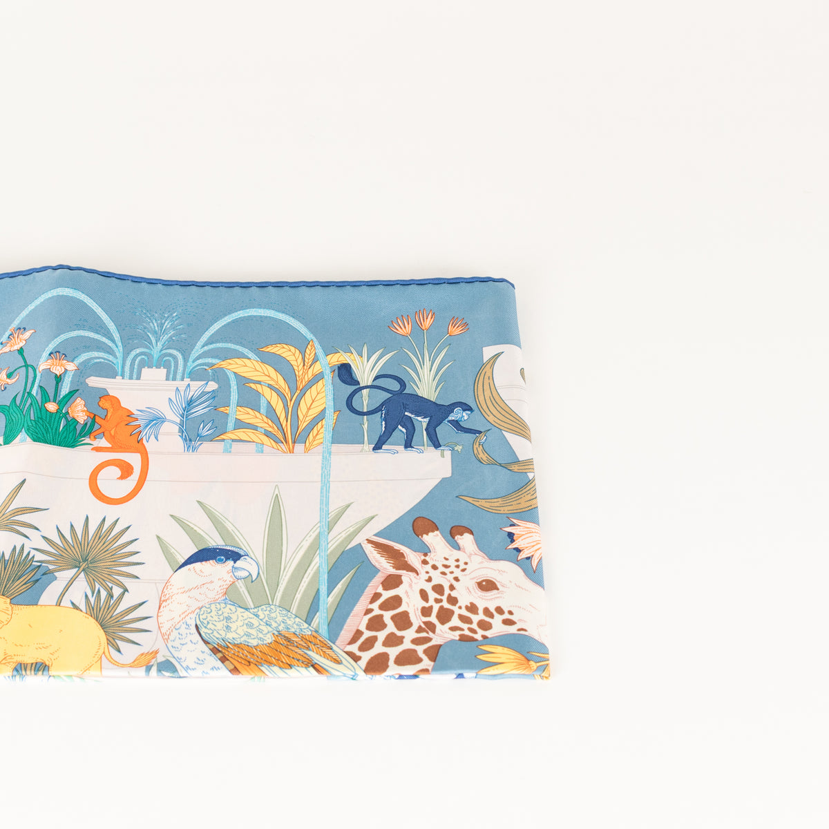 Hermes Silk Blue Multi Print Precious Paradise Scarf