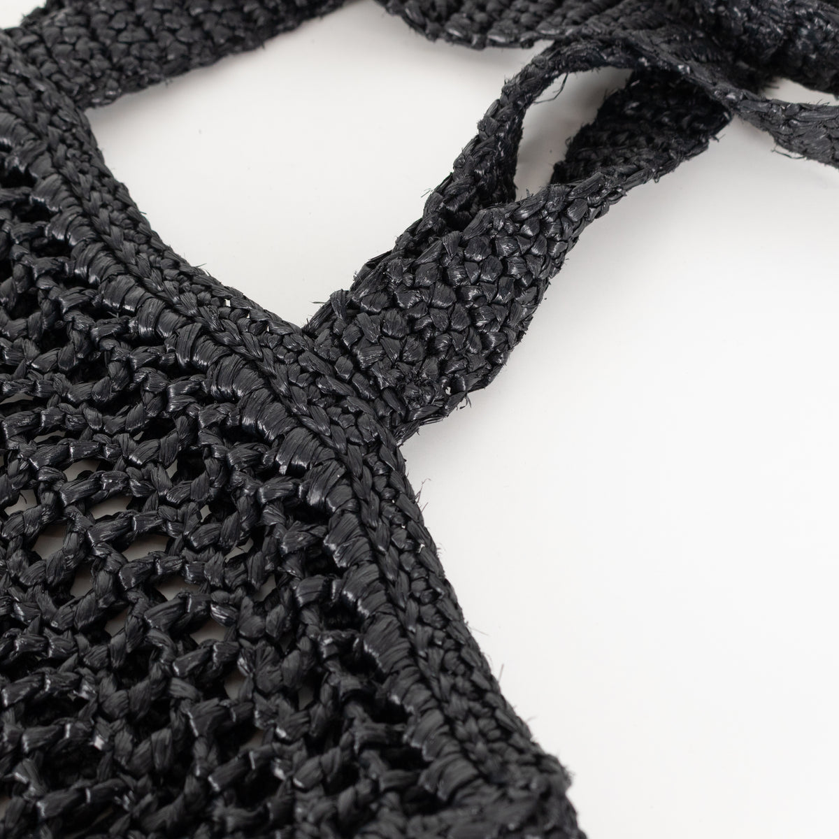 Prada Black White Logo Embellished Crochet Bag