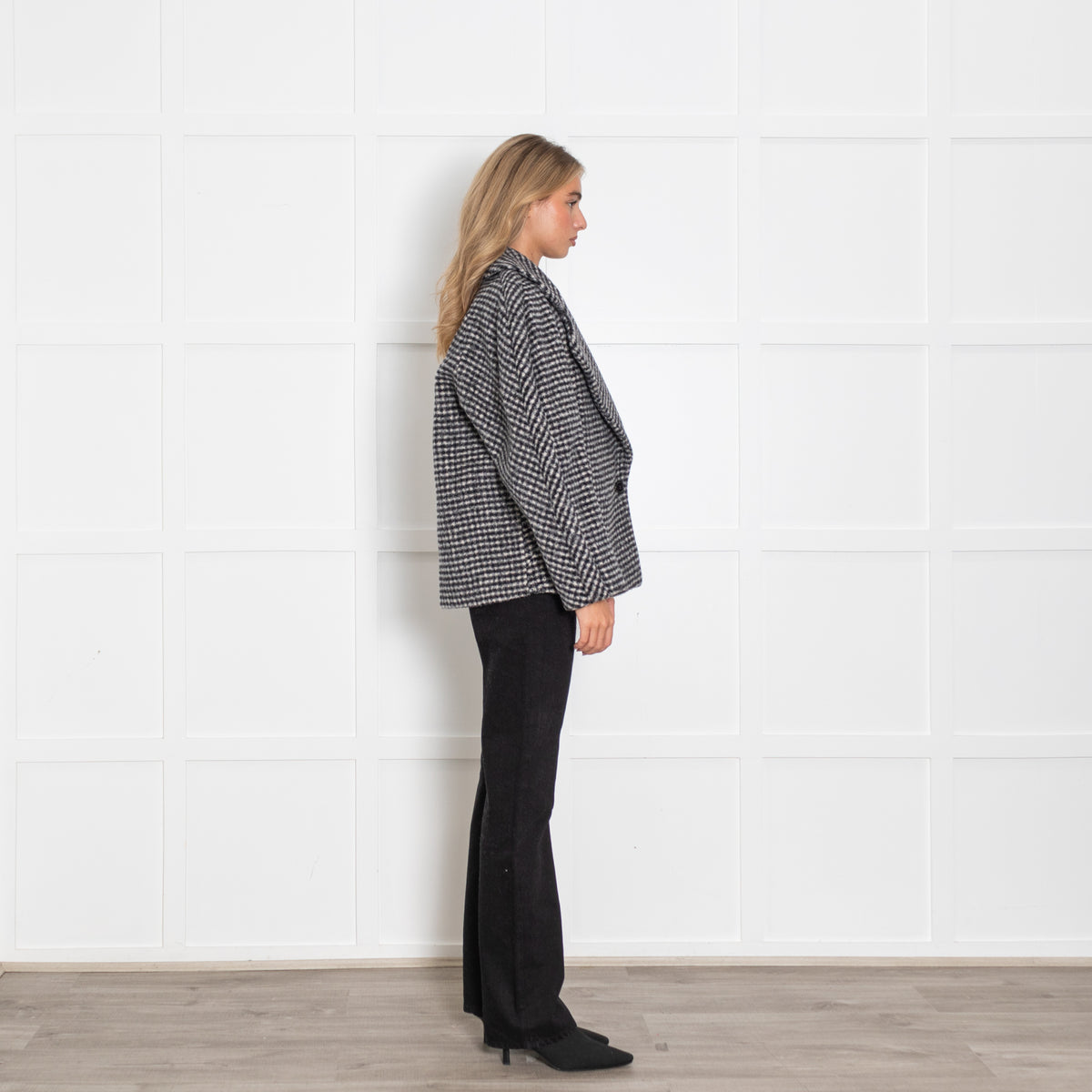 Dries Van Noten Black and Grey Check Short Jacket