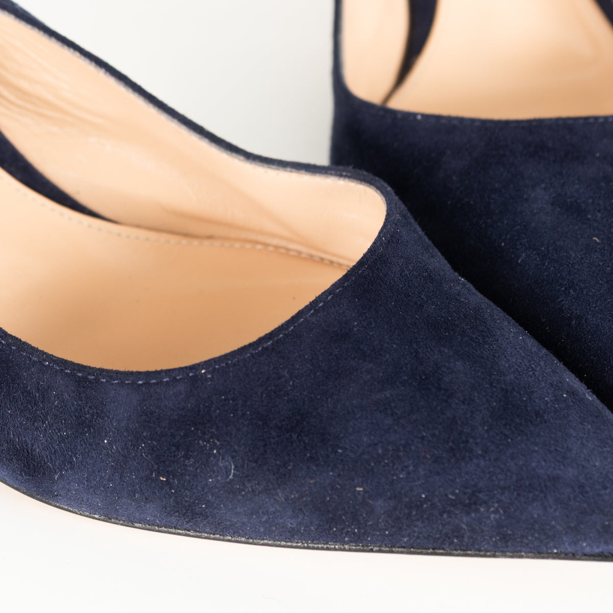 Gianvito Rossi Navy Blue Suede Slingbacks