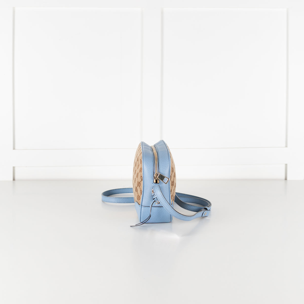 Gucci Blue GG monogram Canvas Camera Crossbody Bag