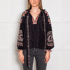 La Double J Black Red Cream Heart Print Silk Top