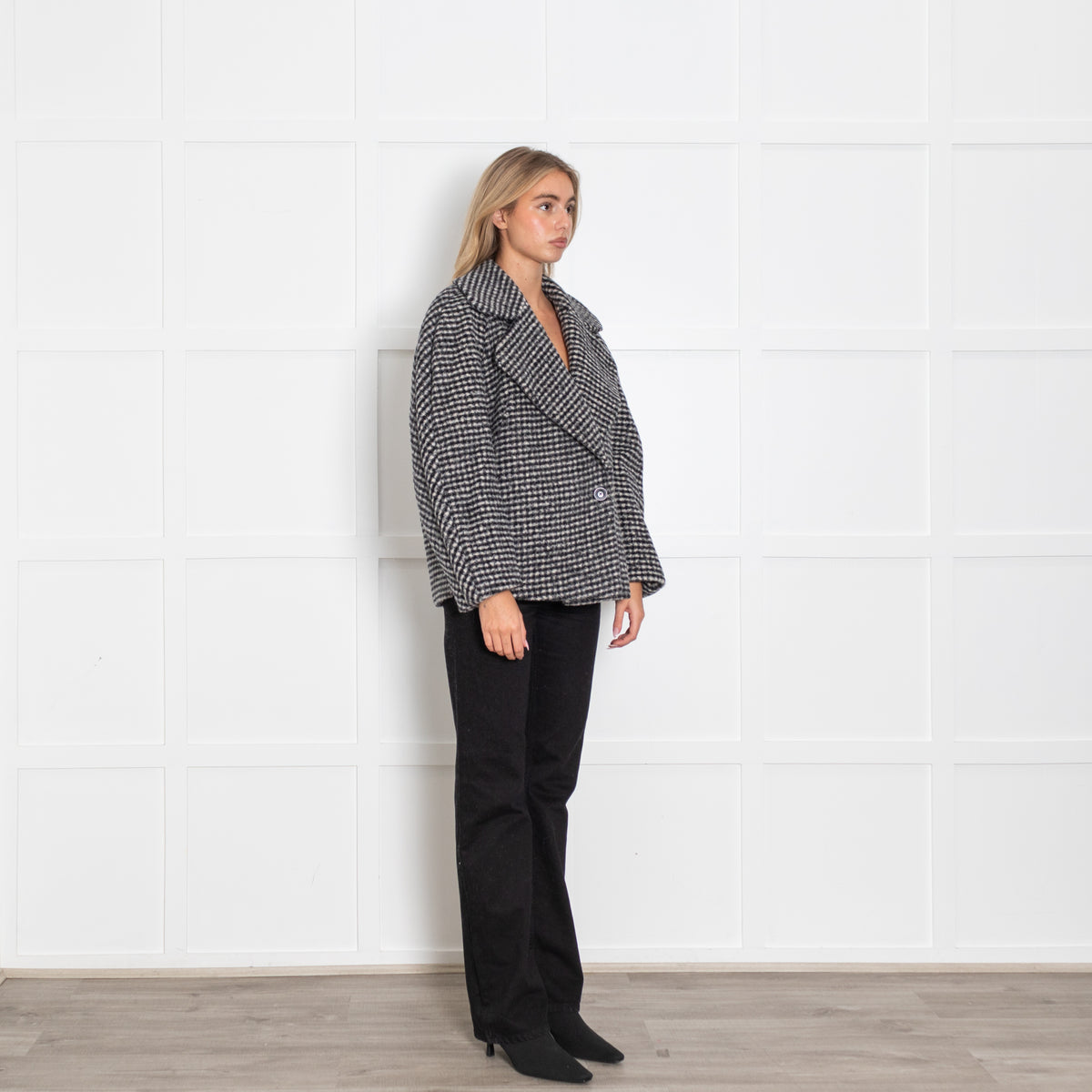 Dries Van Noten Black and Grey Check Short Jacket