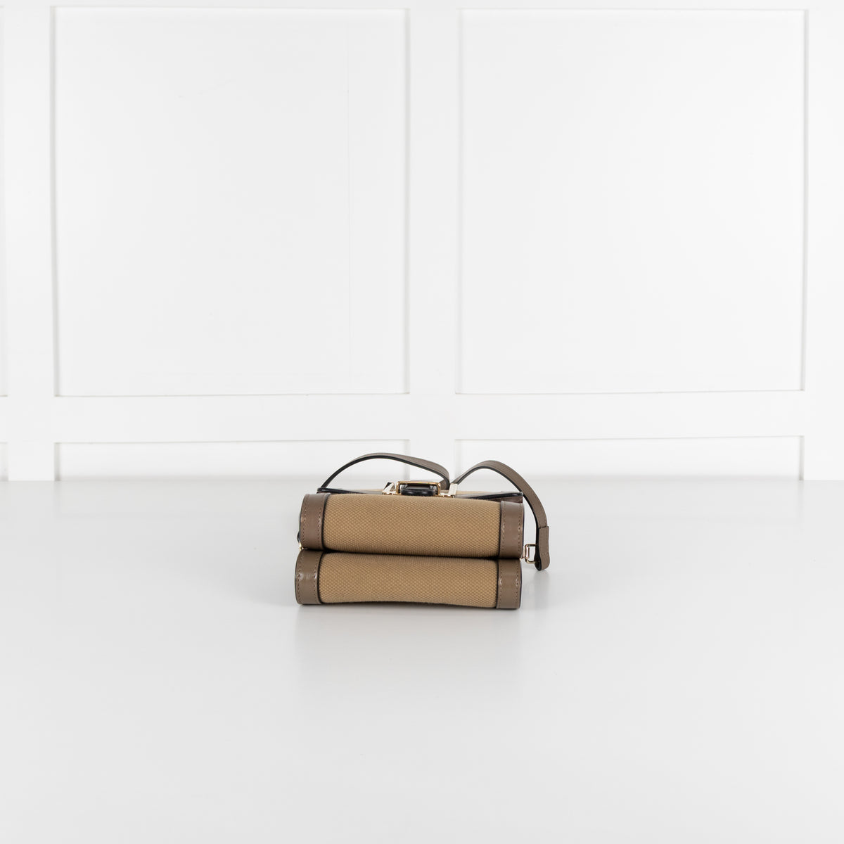 Chloe Olive Green Canvas Leather Trim Bronte Crossbody Bag