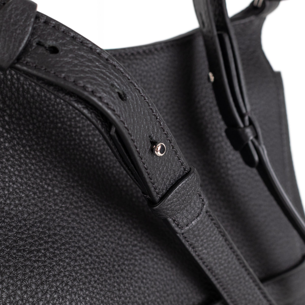 The Row Black Grained Leather Hunting Bag