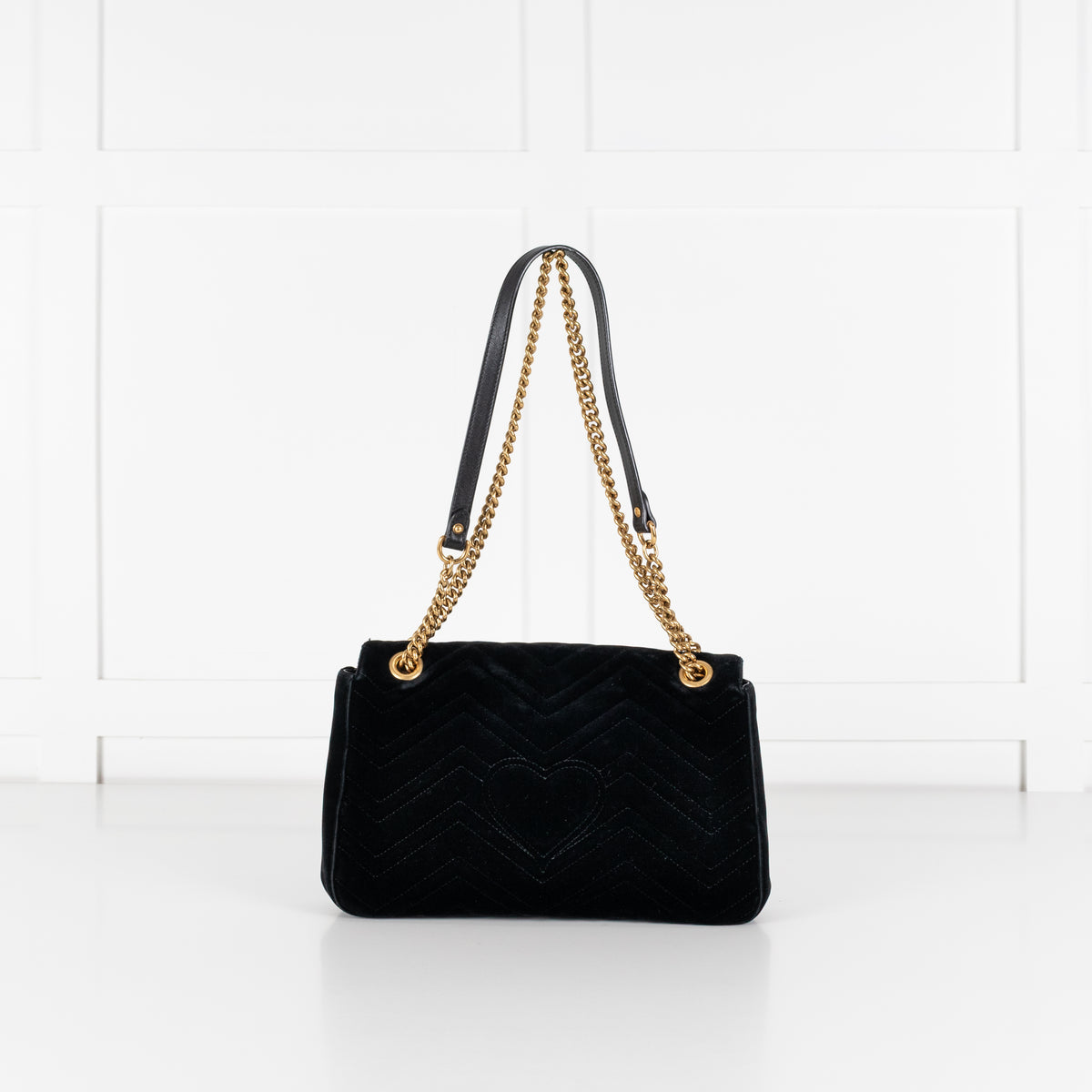 Gucci Velvet 'Loved' Large Black Marmont Shoulder Bag