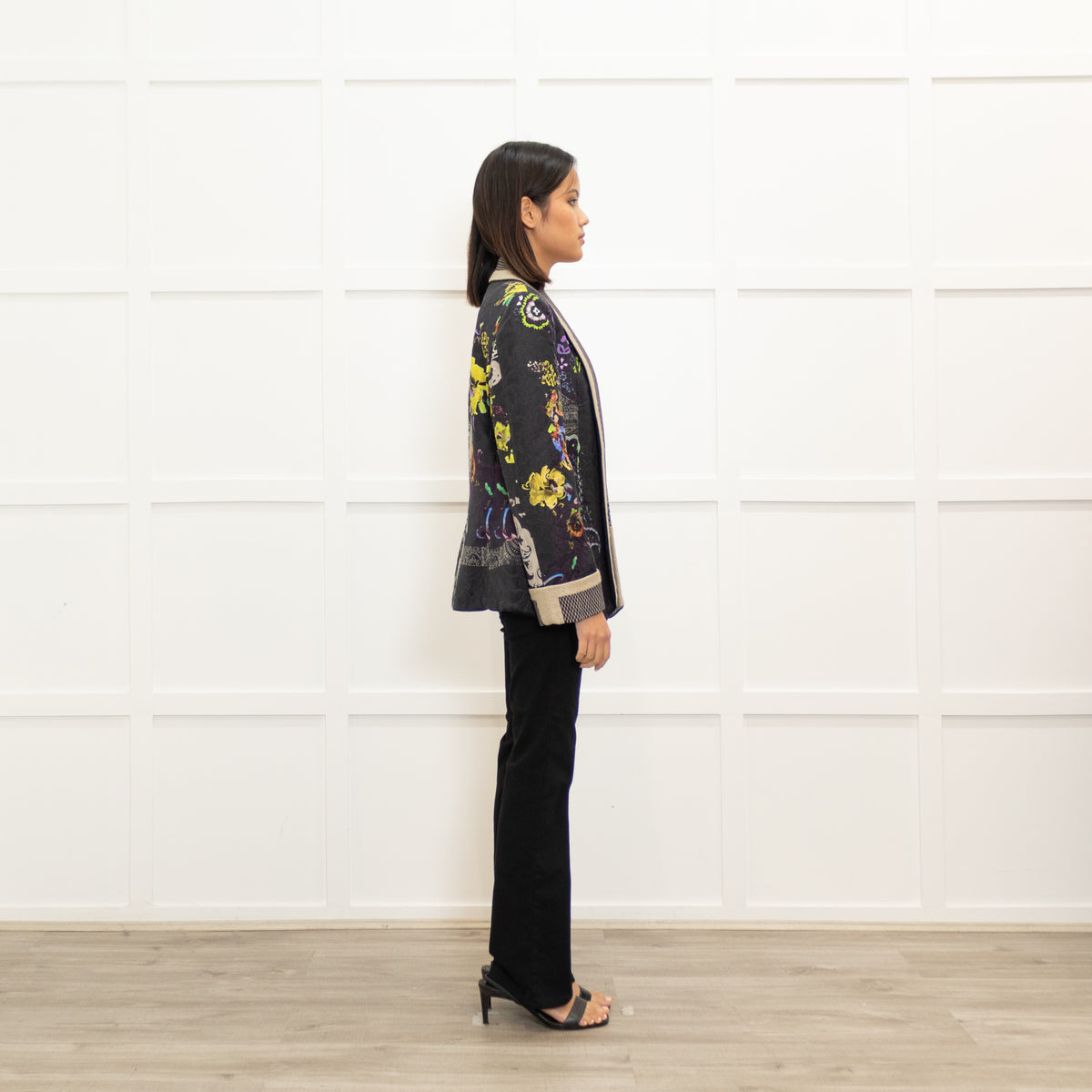 Etro Patterned Buttonless Jacket with Woven Lapels