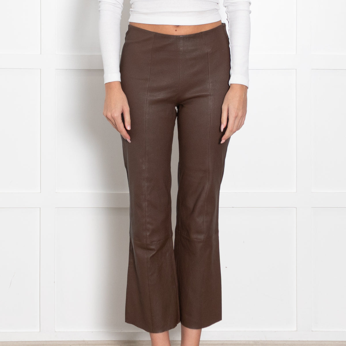 Levate Brown Leather Stretch Trousers