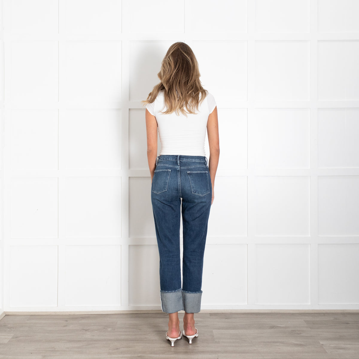 Frame Le High Dark Wash Turn Up Jeans