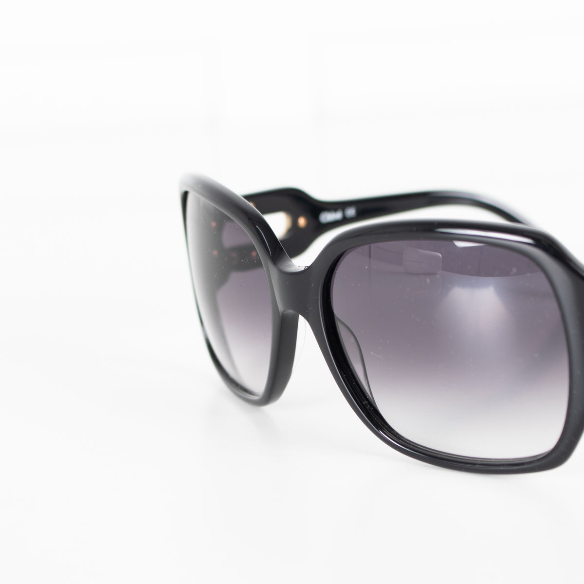 Chloe Black Oversized Sunglasses With Gold Detail & Logo On Arms