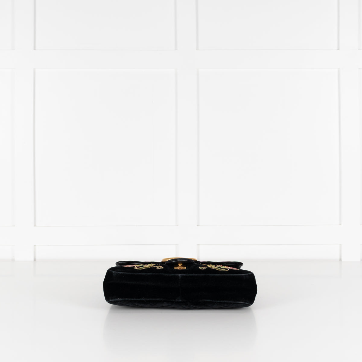 Gucci Velvet 'Loved' Large Black Marmont Shoulder Bag