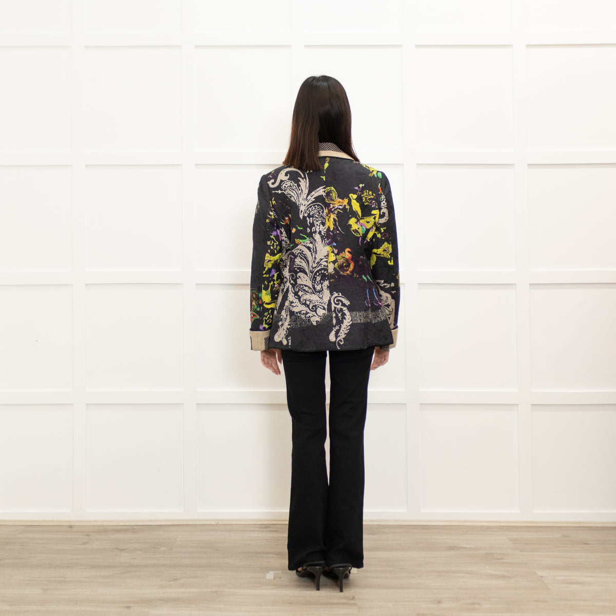Etro Patterned Buttonless Jacket with Woven Lapels