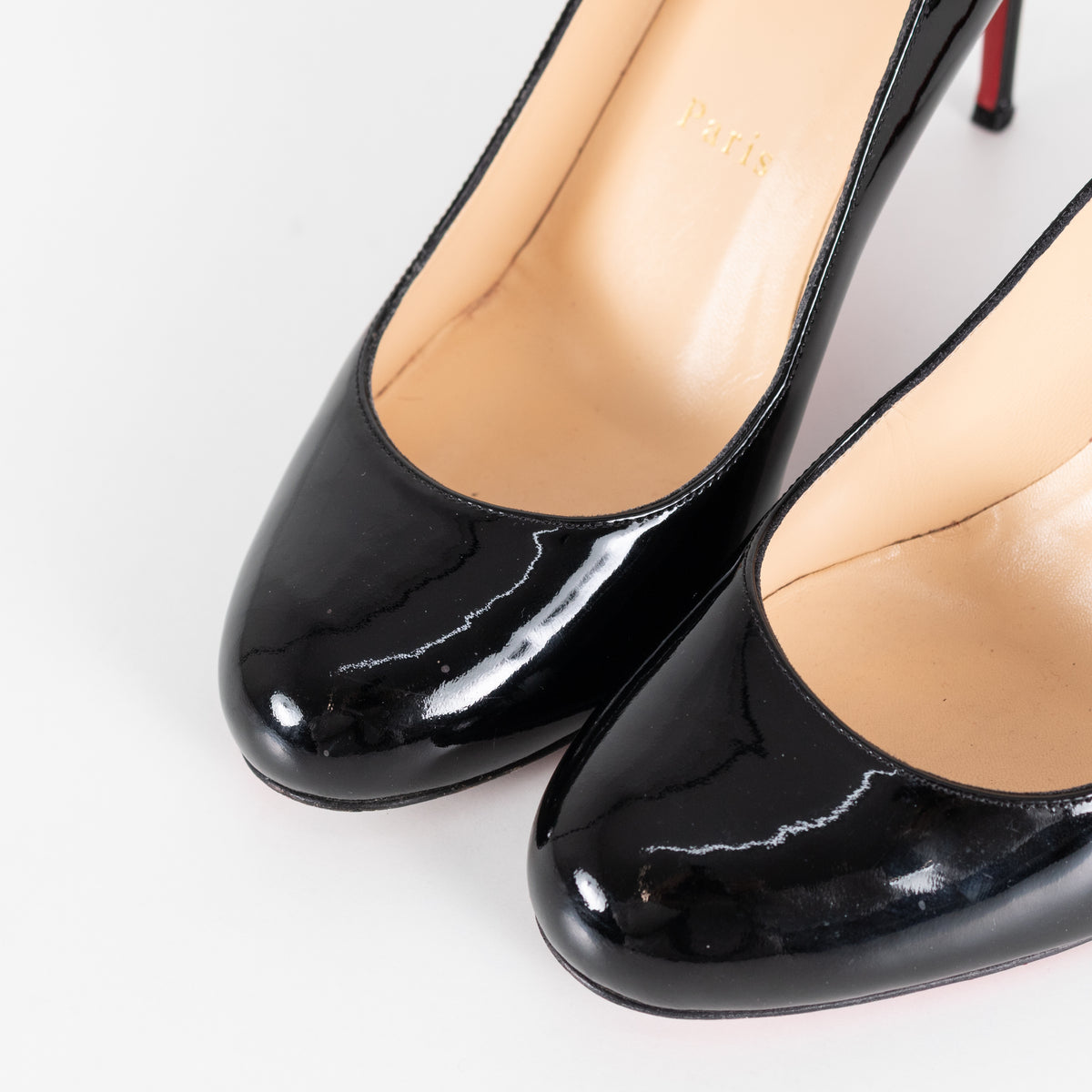 Christian Louboutin Black Patent Fifi Mid Heel Shoes