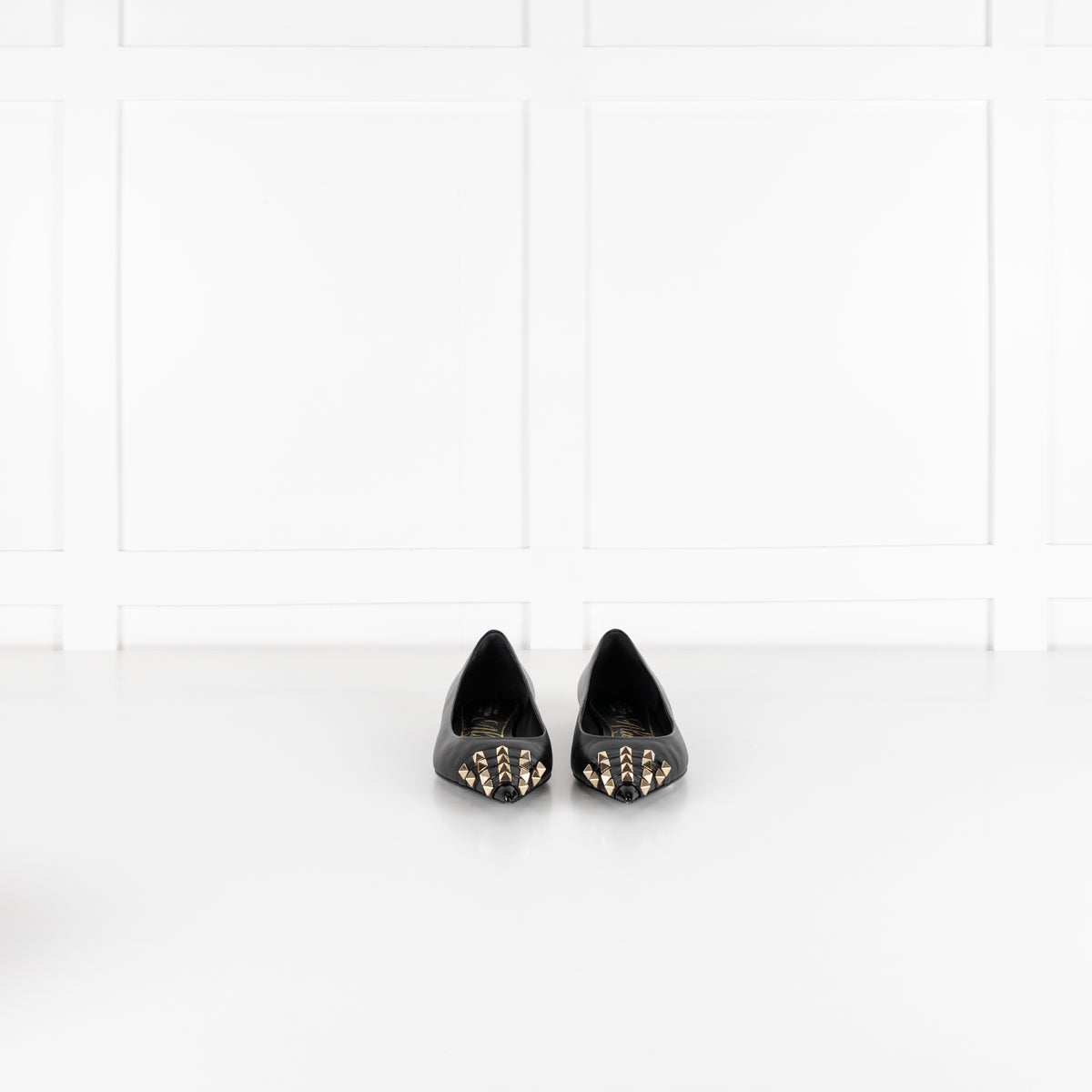 Valentino Garavani Black Rockstud Alcove Flat Pumps
