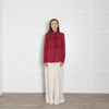 Equipment Burgundy Tie Neck Silk Blouse