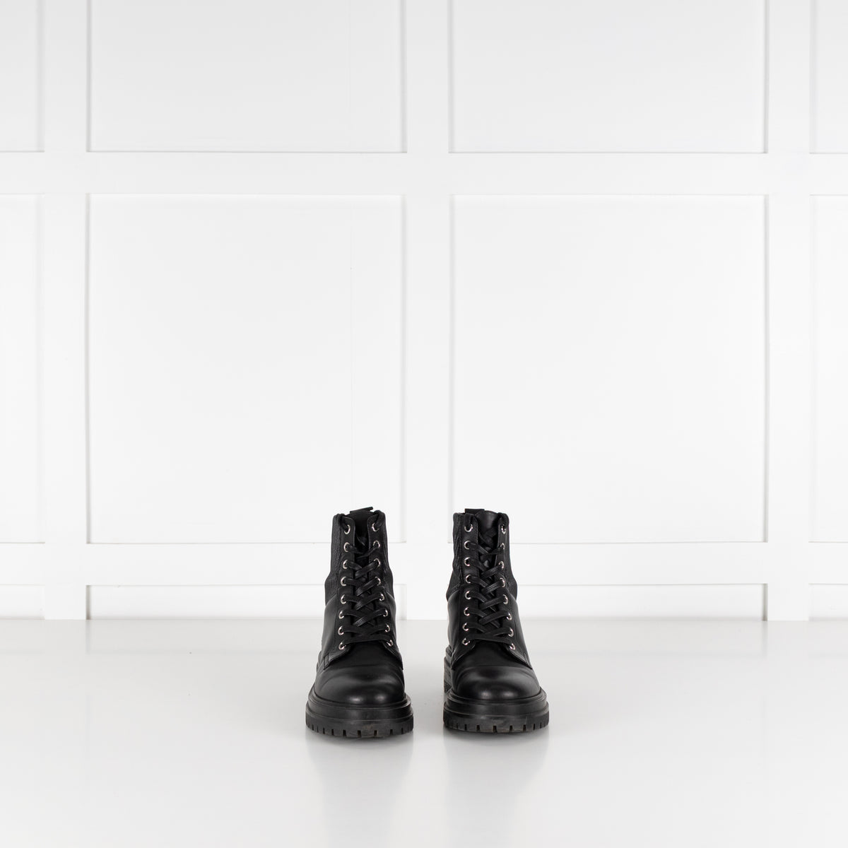 Gianvito Rossi Black Leather Lace Up Ankle Boots
