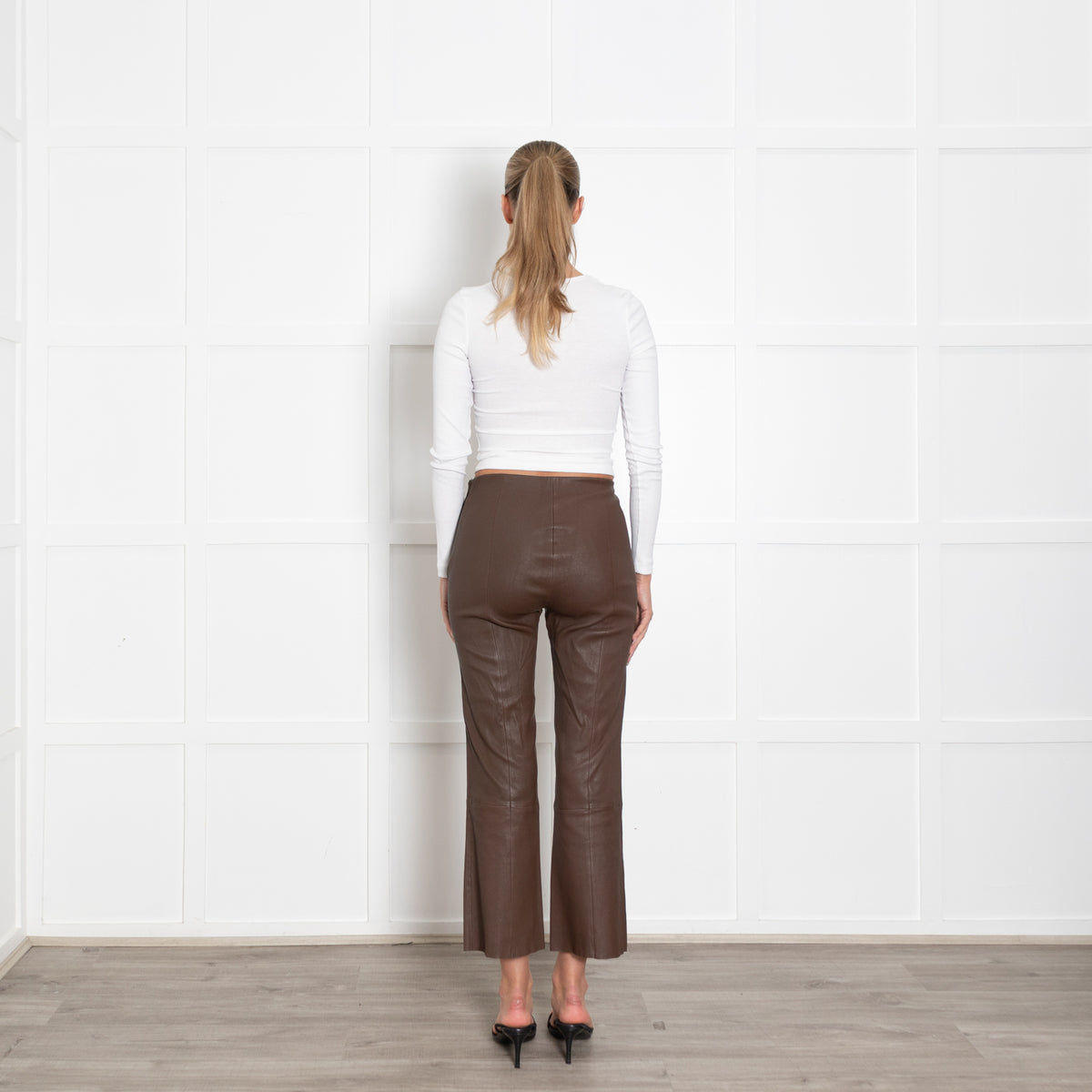 Levate Brown Leather Stretch Trousers