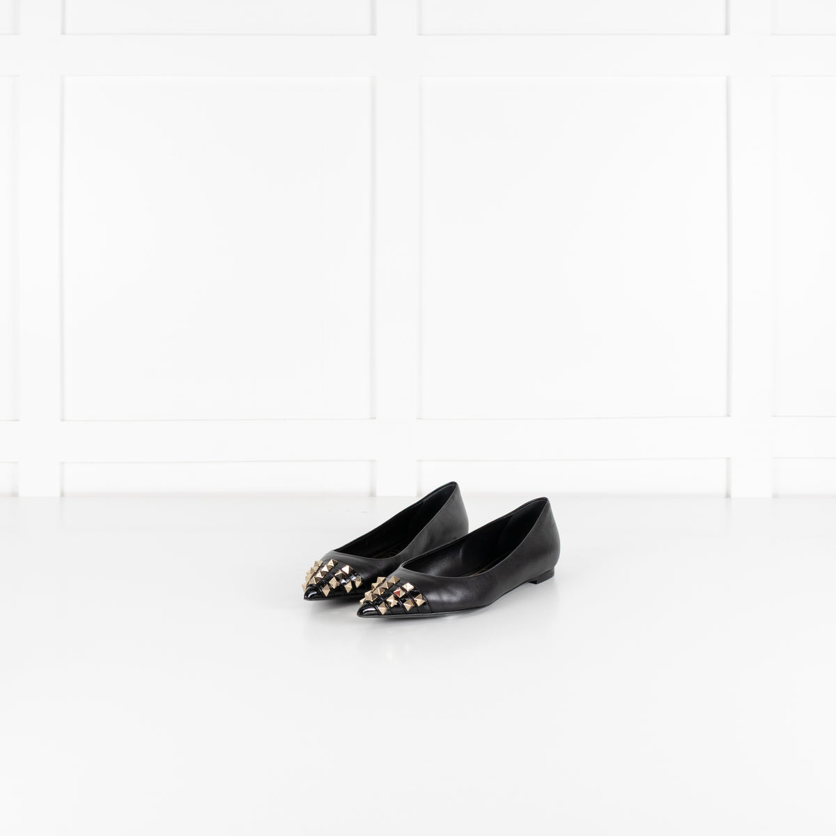 Valentino Garavani Black Rockstud Alcove Flat Pumps