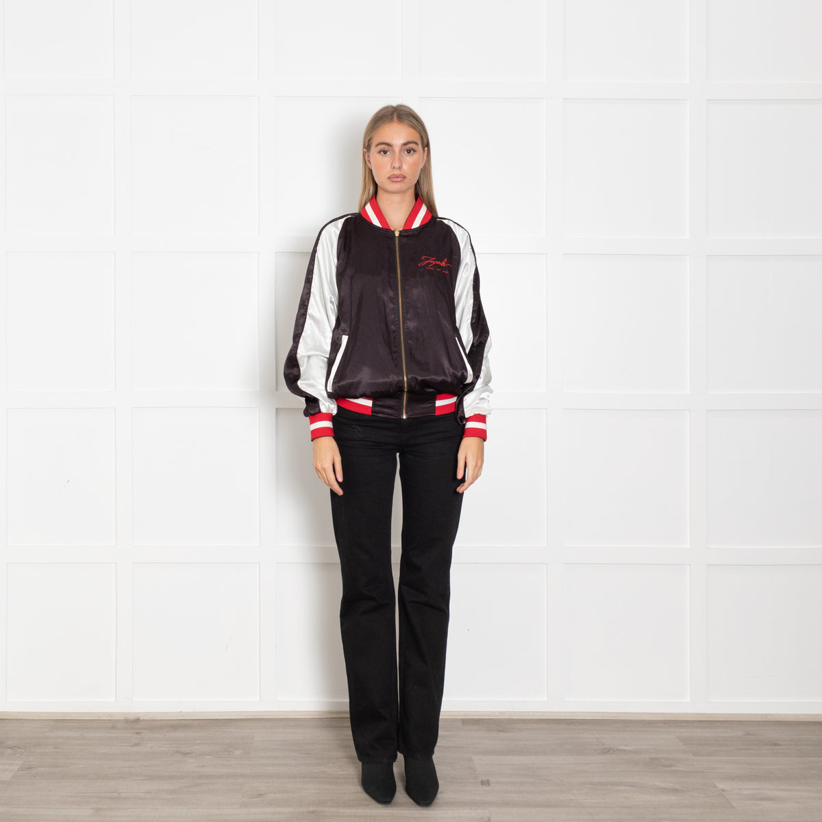 Joyrich Black Satin Varsity Jacket