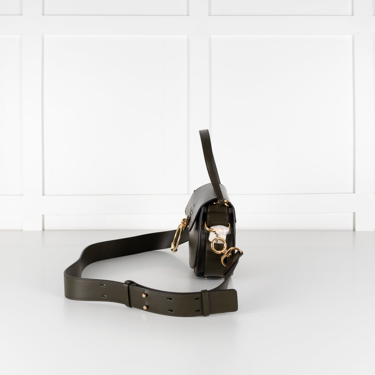 Chloé Small Tess Khaki Leather Shoulder Bag