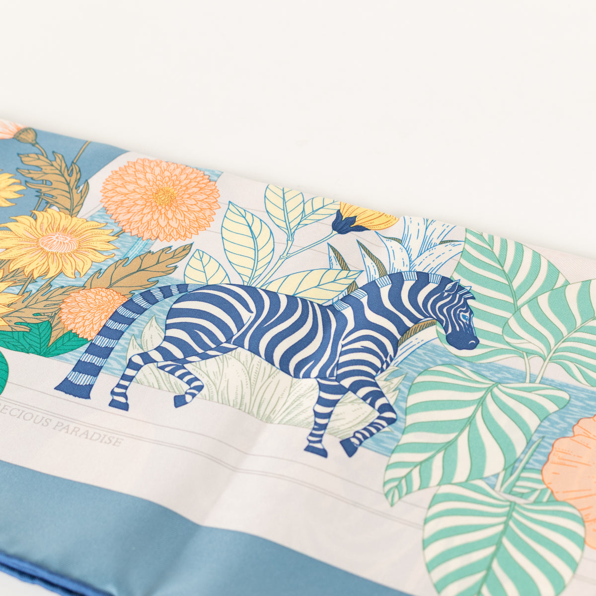 Hermes Silk Blue Multi Print Precious Paradise Scarf