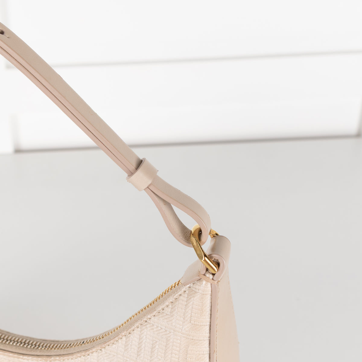 Givenchy Canvas Logo 4G Embossed Small Moon Cut Out Beige Shoulder Bag