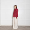 Equipment Burgundy Tie Neck Silk Blouse