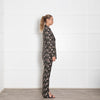 Dea Kudibal Floral Textured Straight Fit Suit with Split Cuff Trousers