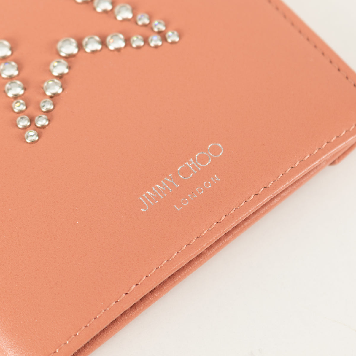 Jimmy Choo Pink Analya Star Studded Leather Passport Holder