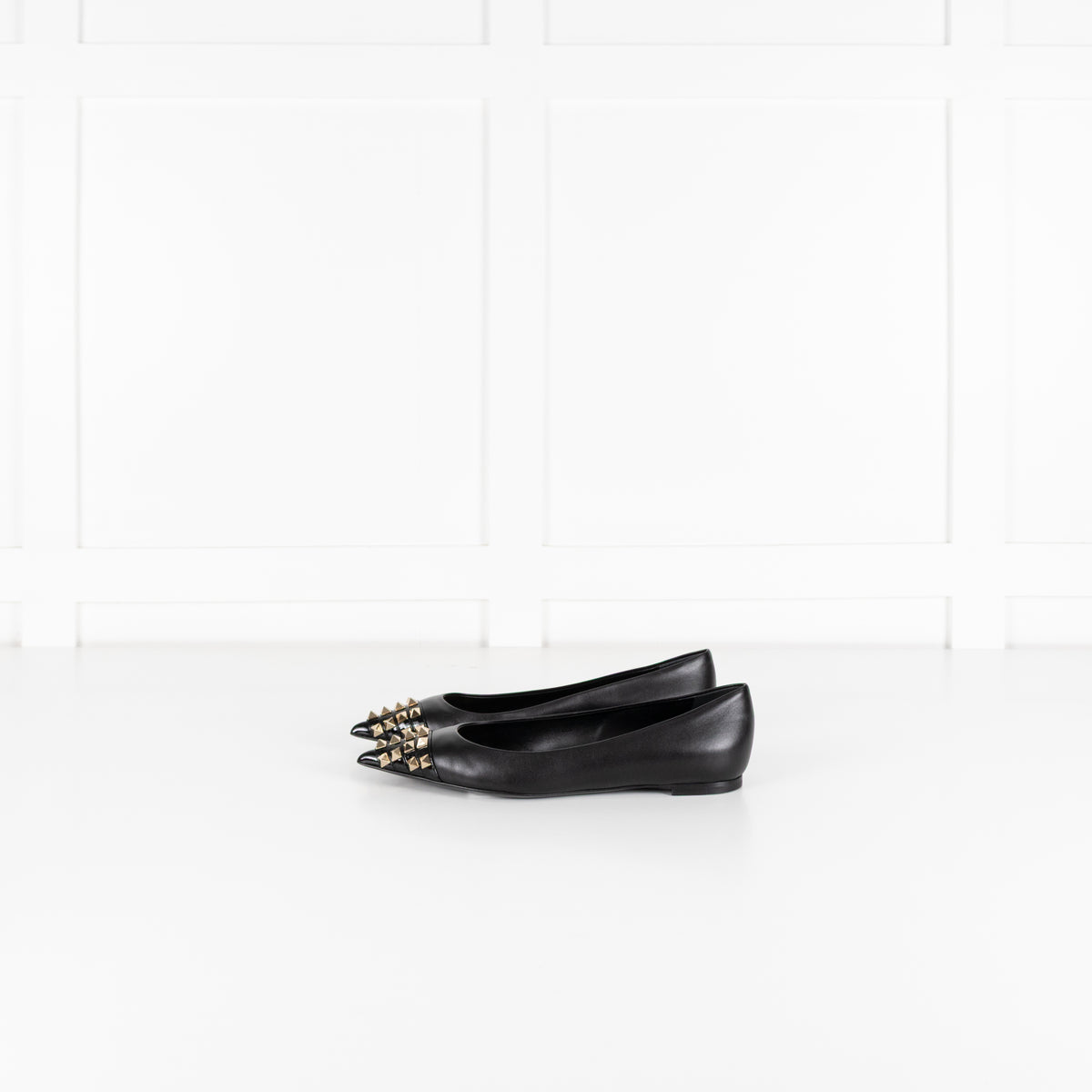 Valentino Garavani Black Rockstud Alcove Flat Pumps