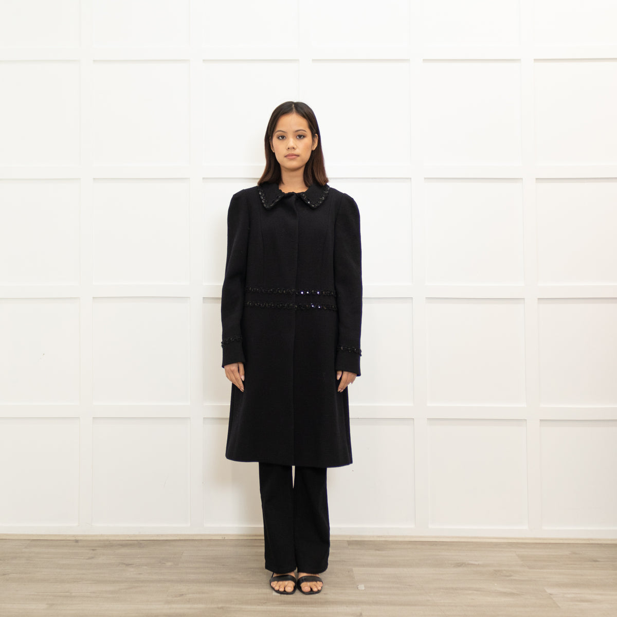Moschino Cheap and Chic Wool Coat with Sequin Trim