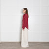 Equipment Burgundy Tie Neck Silk Blouse