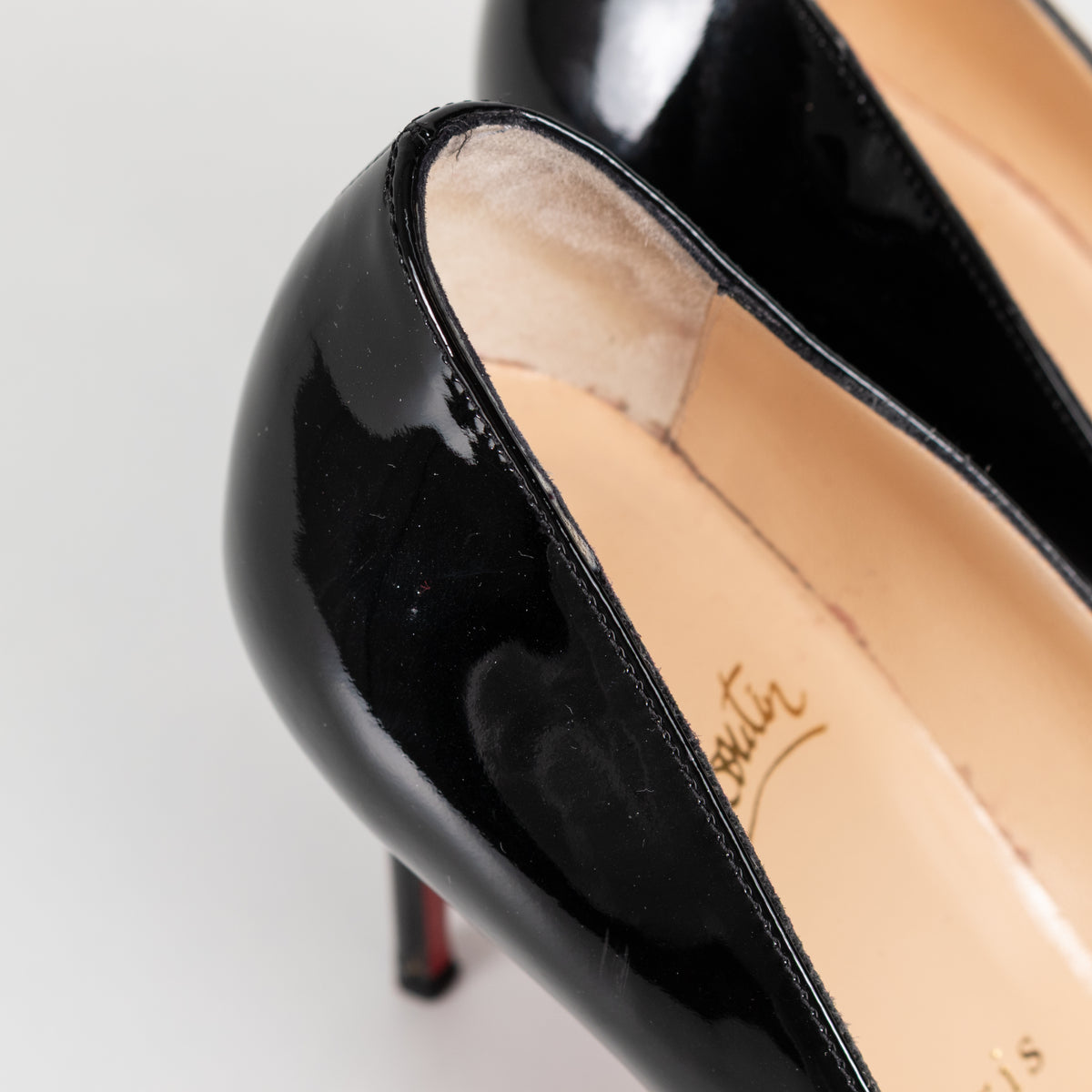 Christian Louboutin Black Patent Fifi Mid Heel Shoes