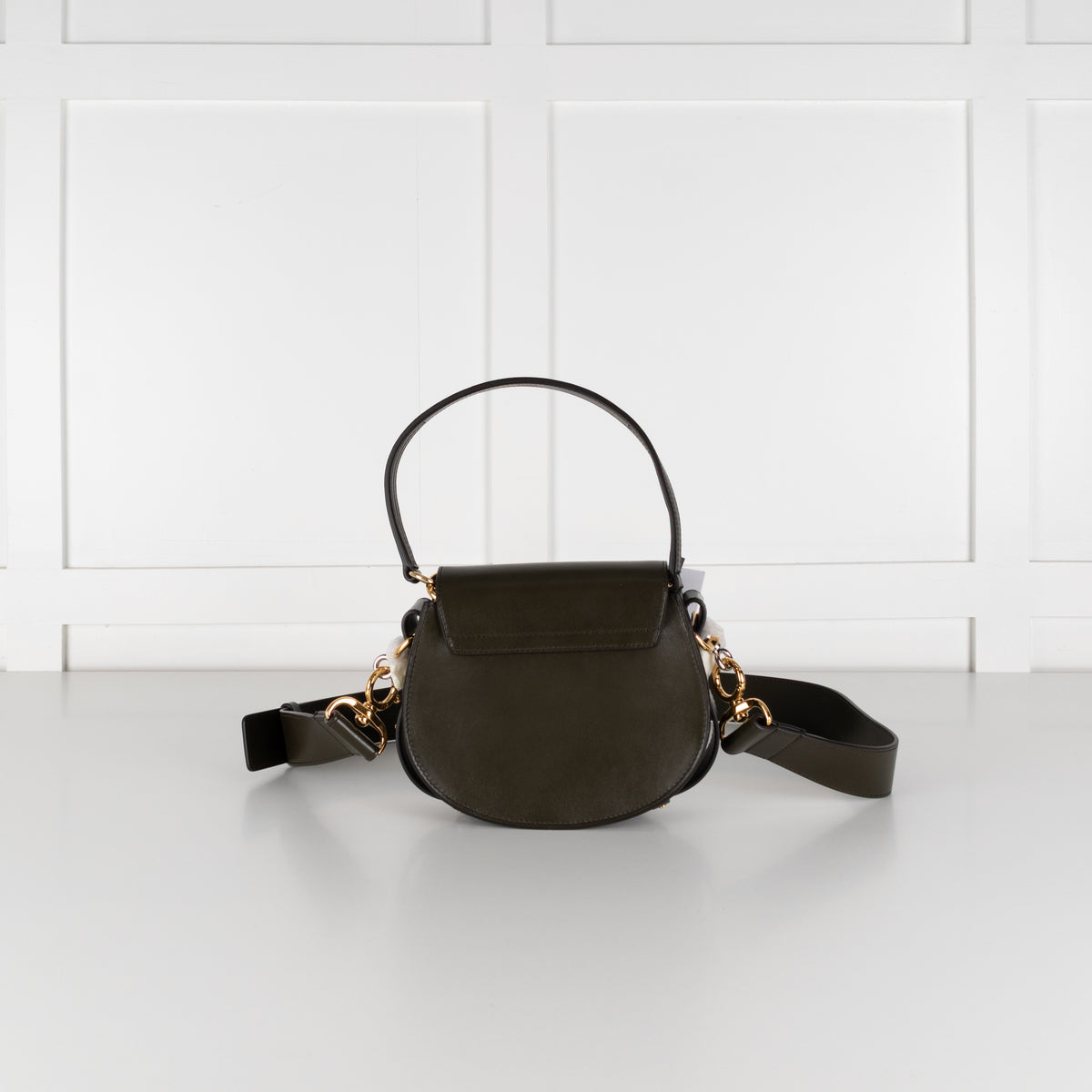 Chloé Small Tess Khaki Leather Shoulder Bag